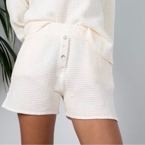 DONNI. Cream Waffle Shorts 100% cotton